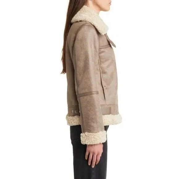 Sam Edelman Faux Shearling Aviator Moto Jacket - Picture 2 of 4